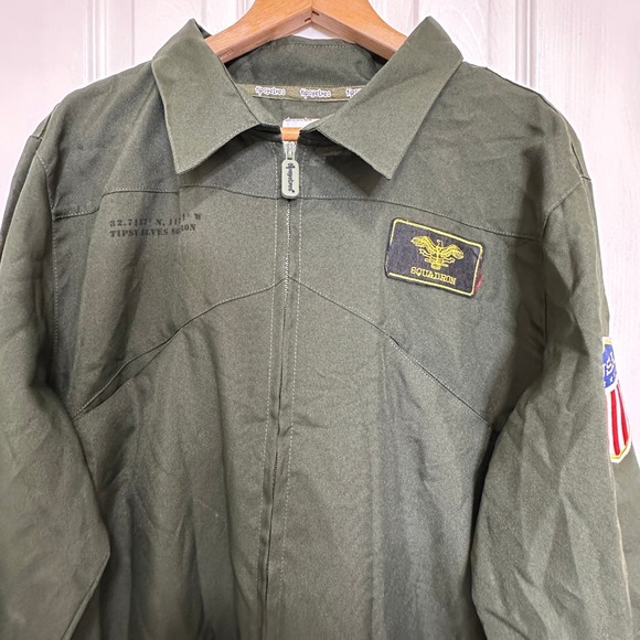 Tipsy Elves Squadron Flight Suit Jumpsuit Olive Green Military Costume Mens L - Picture 3 of 11